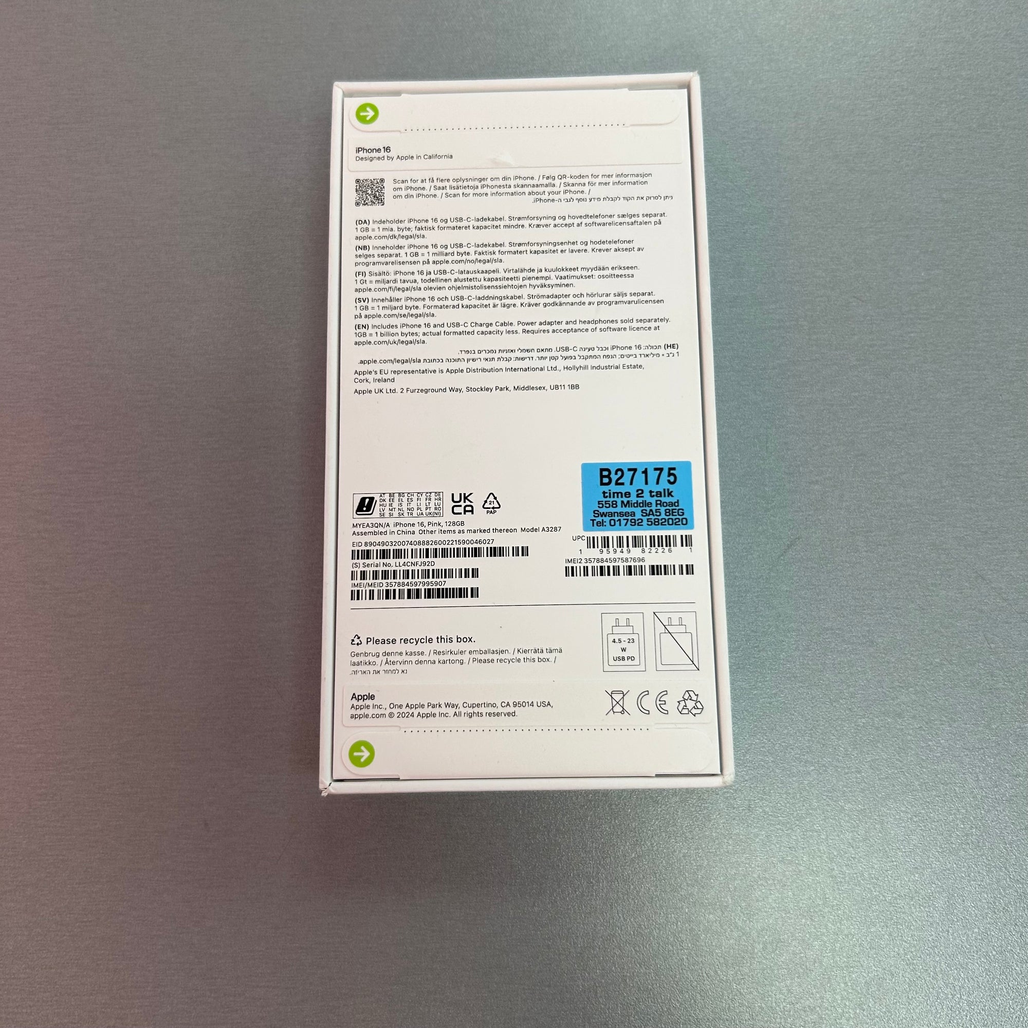 Brand New Apple iPhone 16 128GB Pink