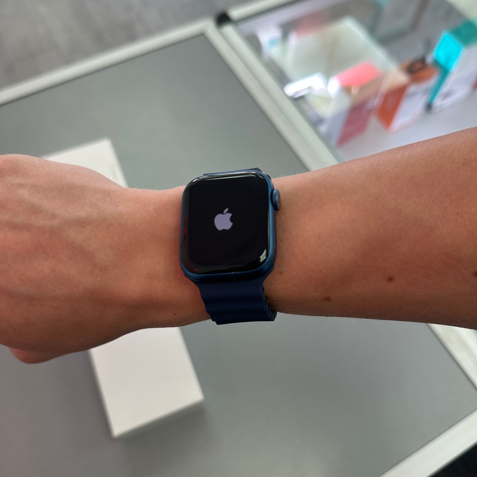 Apple Watch Series 7, 41mm GPS and Cellular Blue Aluminium Case &amp; Blue Sports Band