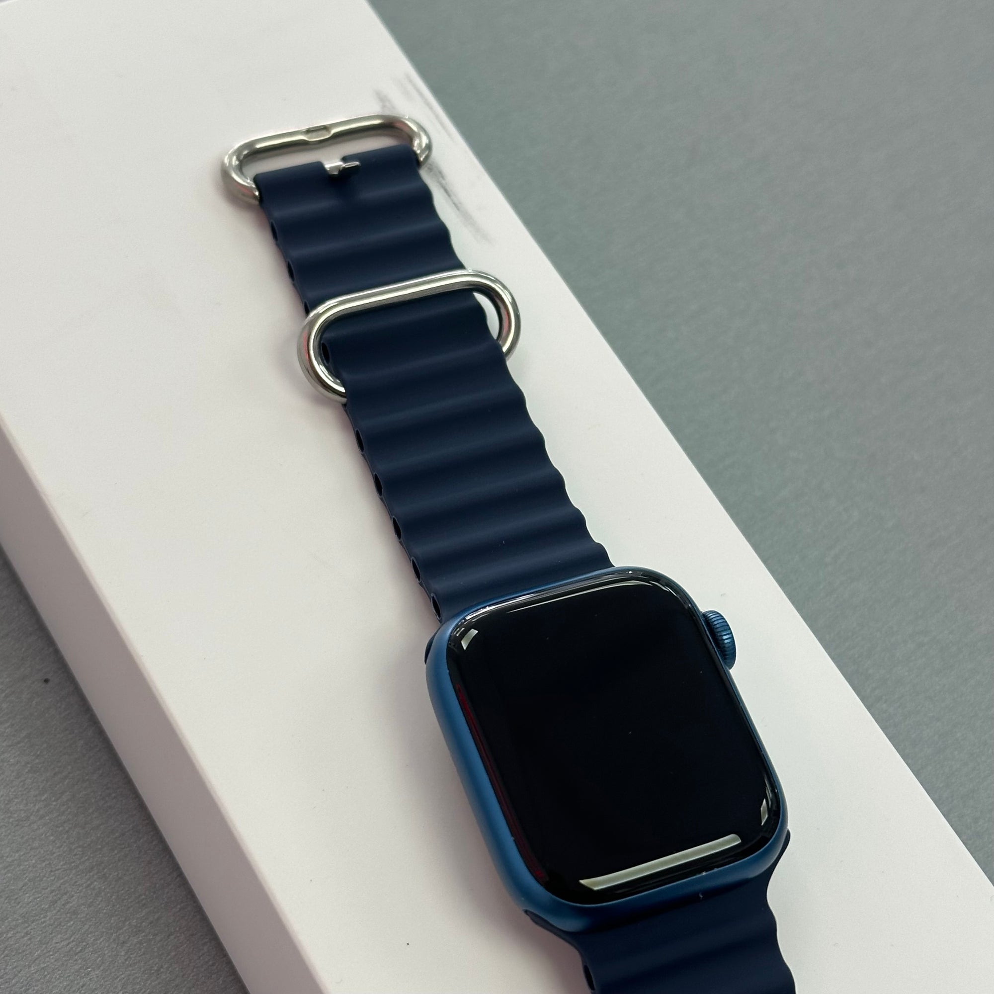 Apple Watch Series 7, 41mm GPS and Cellular Blue Aluminium Case &amp; Blue Sports Band