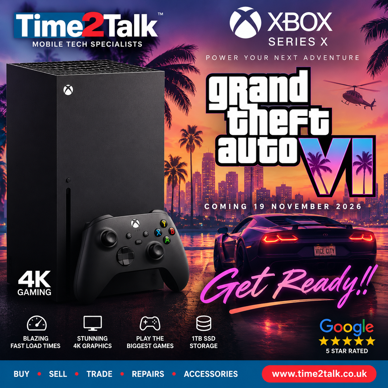 Xbox Series X 1TB Game Console - Recent Service - Get GTA Ready!