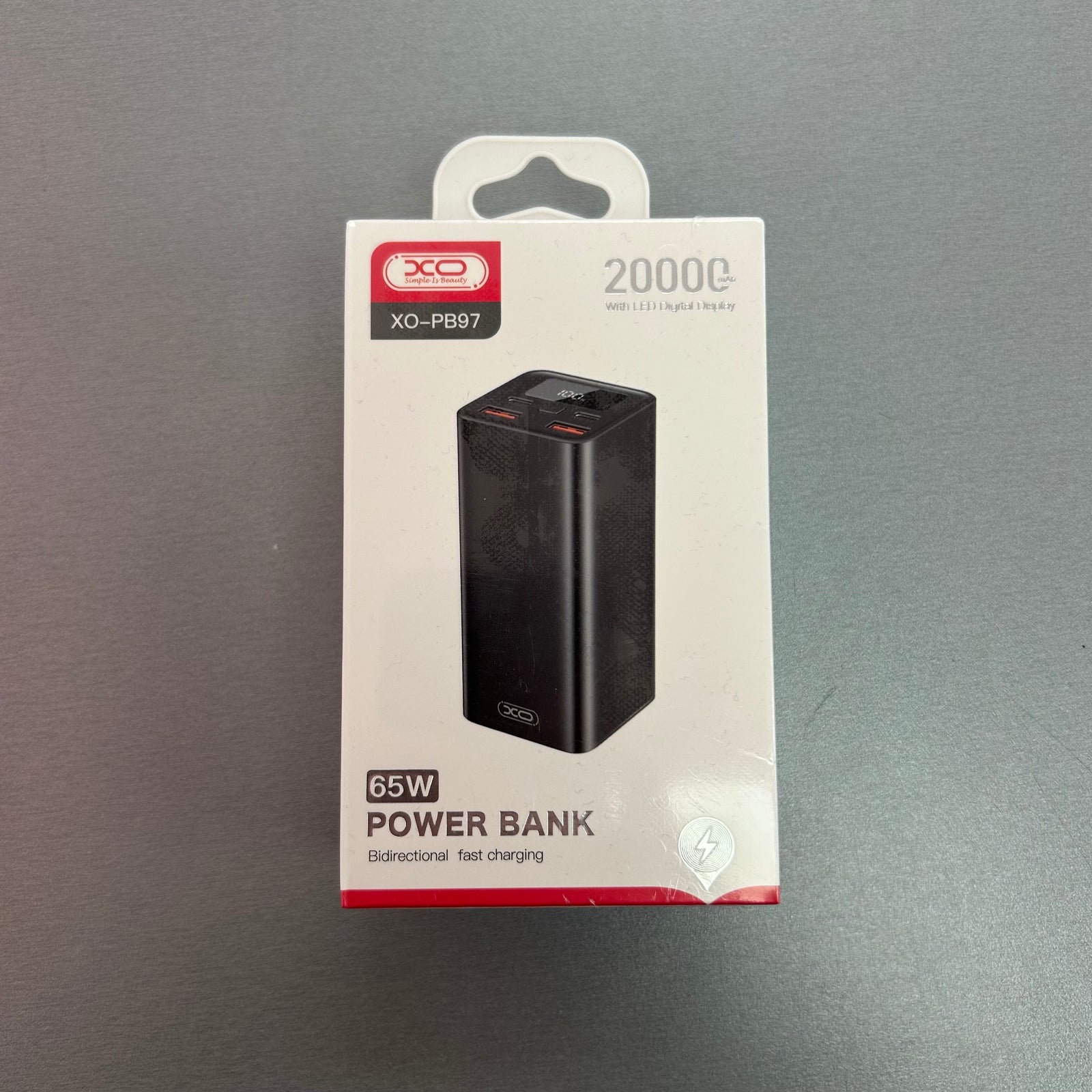 XO 65W 20000 mAh Fast Charging Power Bank with LED display