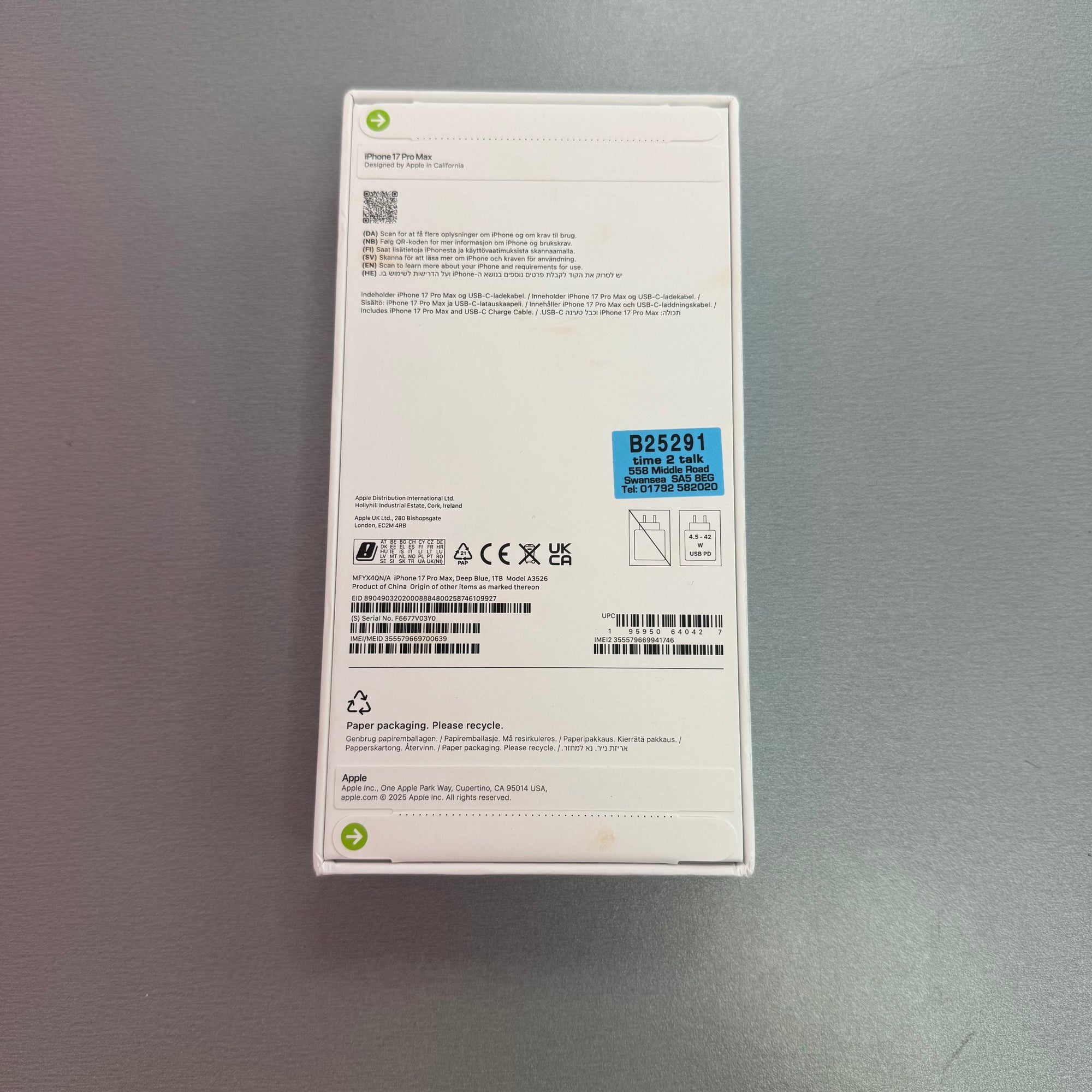 Apple iPhone 17 Pro Max 1TB Deep Blue Brand New Sealed