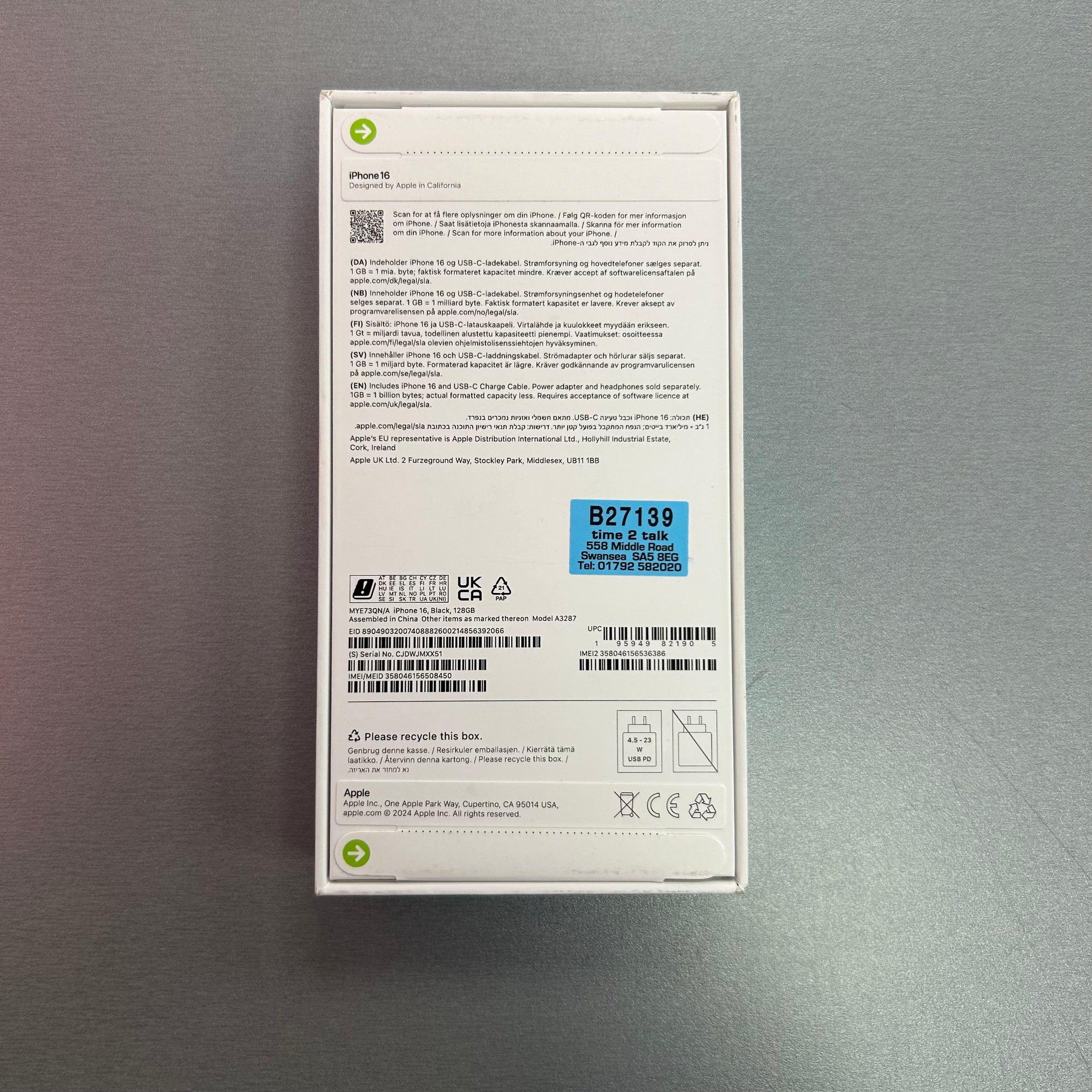 Brand New Apple iPhone 16 128GB Black