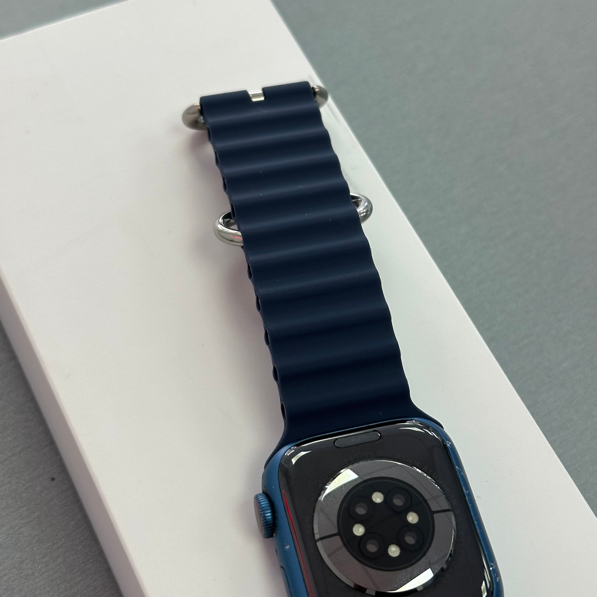 Apple Watch Series 7, 41mm GPS and Cellular Blue Aluminium Case &amp; Blue Sports Band