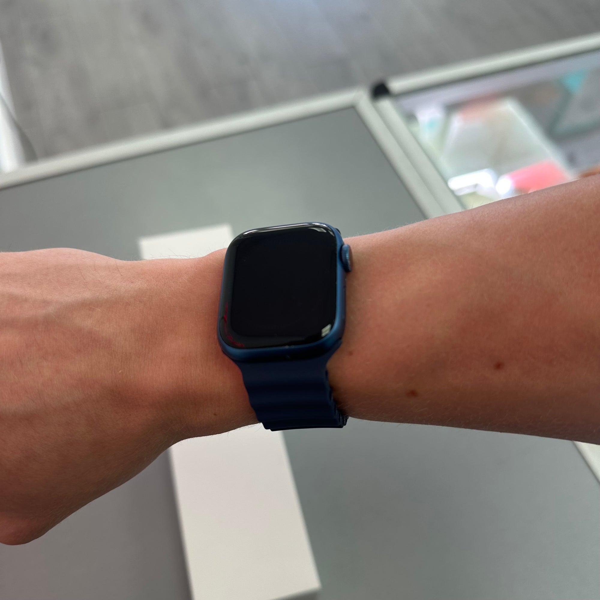Apple Watch Series 7, 41mm GPS and Cellular Blue Aluminium Case &amp; Blue Sports Band