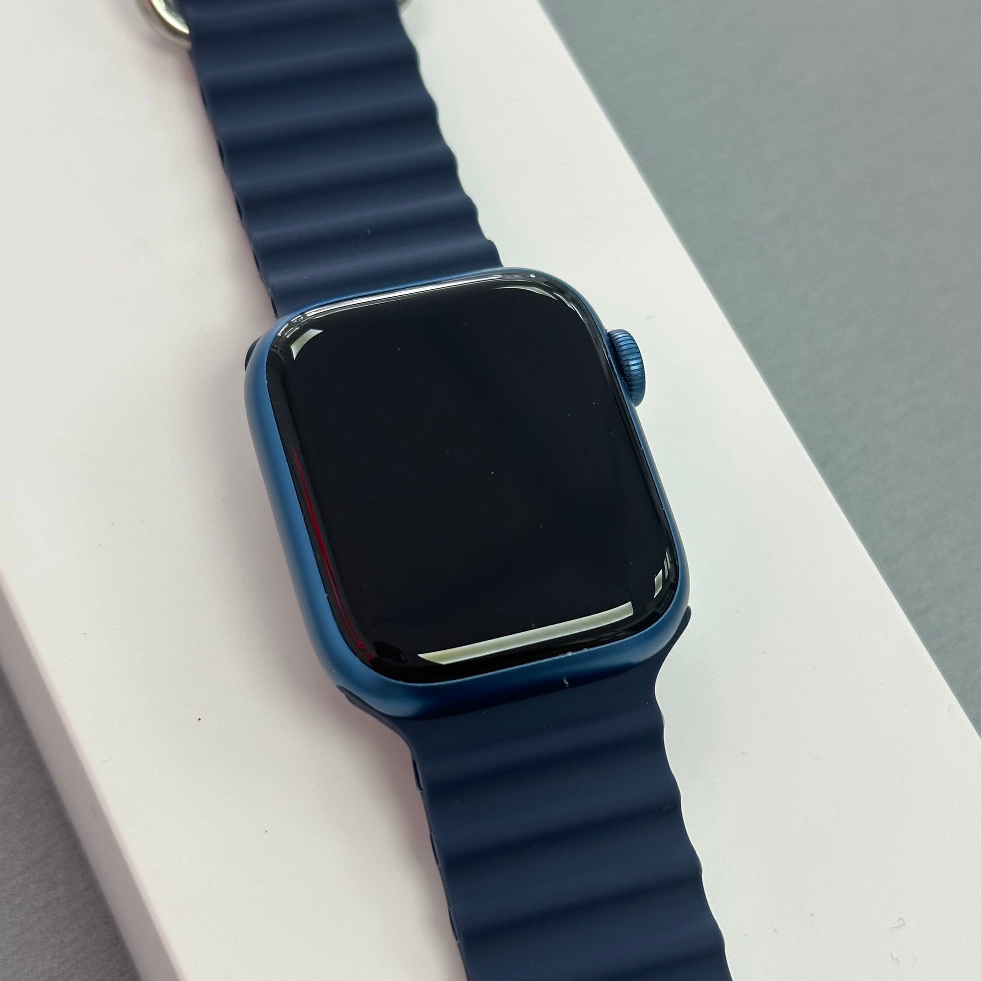 Apple Watch Series 7, 41mm GPS and Cellular Blue Aluminium Case &amp; Blue Sports Band