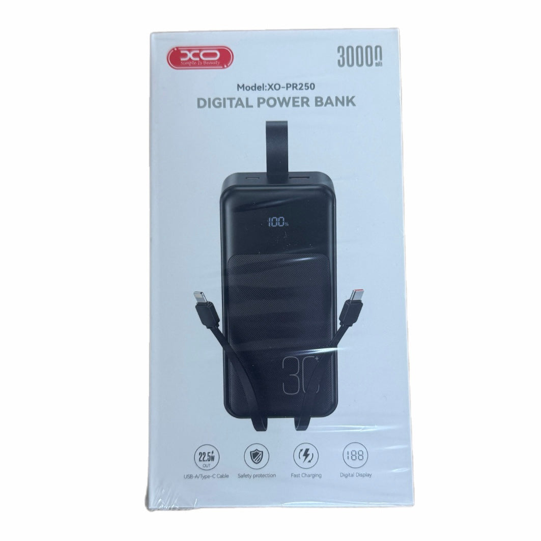 XO 65W 30000 mAh Fast Charging Power Bank & Leads built in