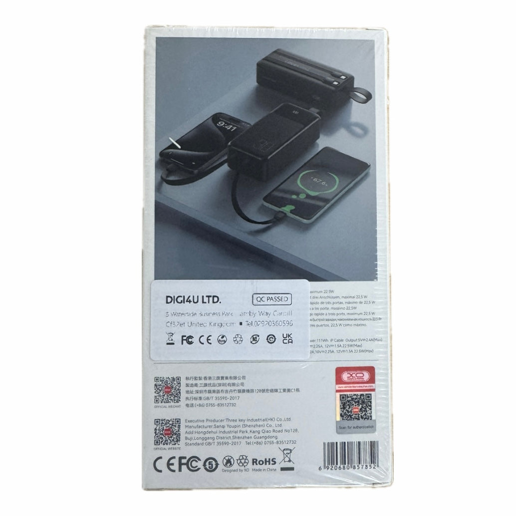 XO 22.5W 30000 mAh Fast Charging Power Bank &amp; Leads built in