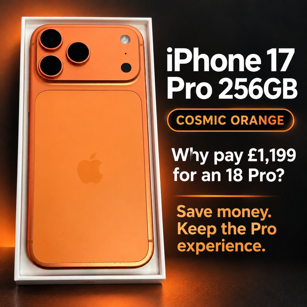 ♻️Second Hand♻️
“Superb iPhone 17 Pro with 256GB storage in the Cosmic Orange. The device maintains 93% battery health. Usage has been minimal, preserving its excellent condition always had screen protector and case from new&amp;nbsp;

