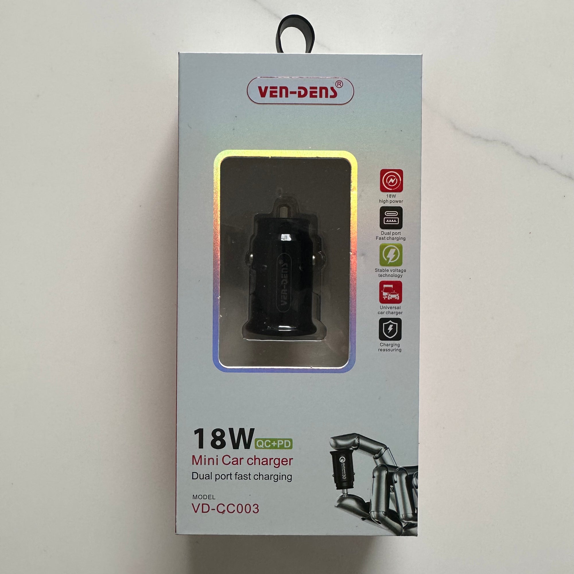 Ven dens 18w Fast in Car Cigar charging Plug with USB & Type C