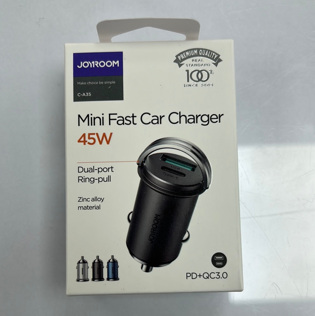 45W Mini Fast Car Charging Plug with USB & Type C