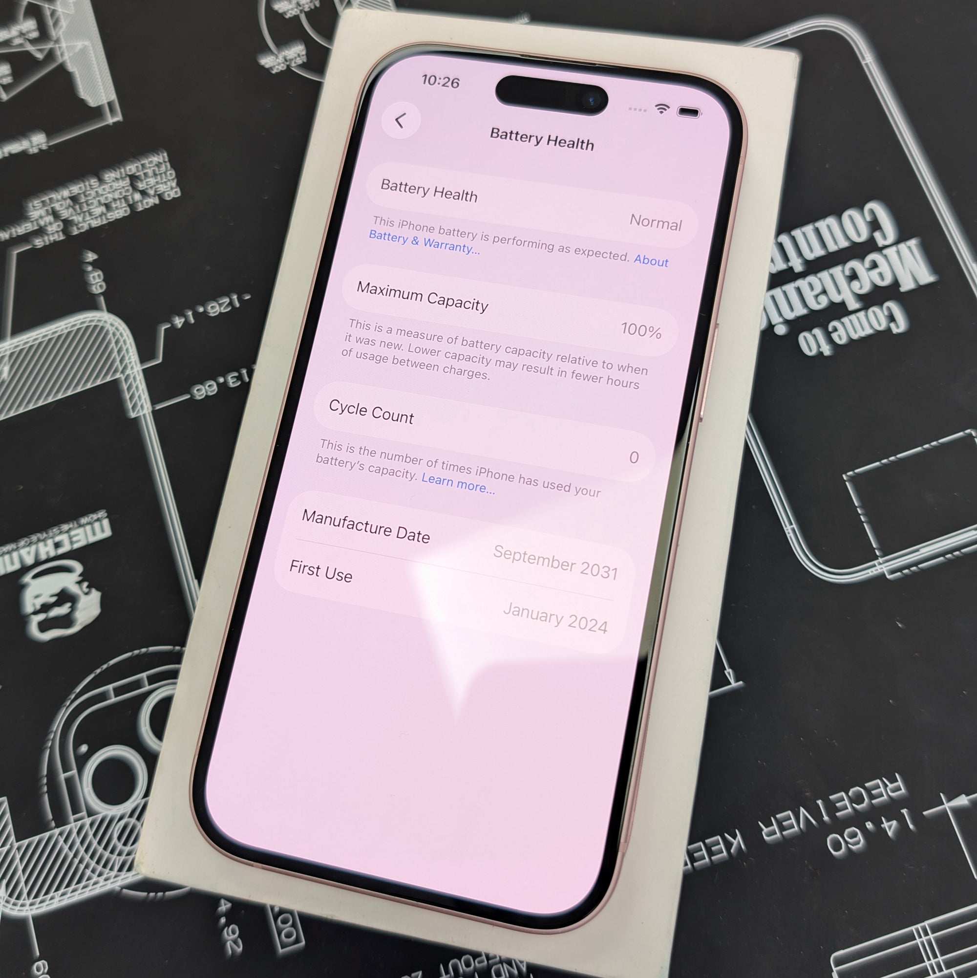 Apple iPhone 15 128GB Pink 100% Battery Health