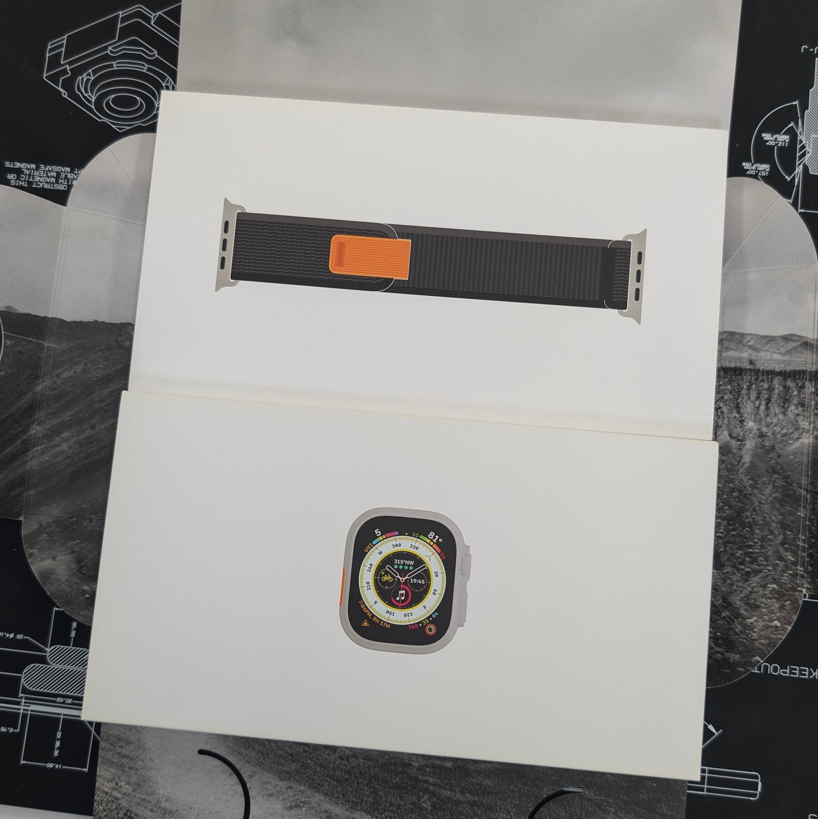 Apple Watch Ultra, 49mm GPS and Cellular - Titanium Case & Black/Grey Trail Loop Strap