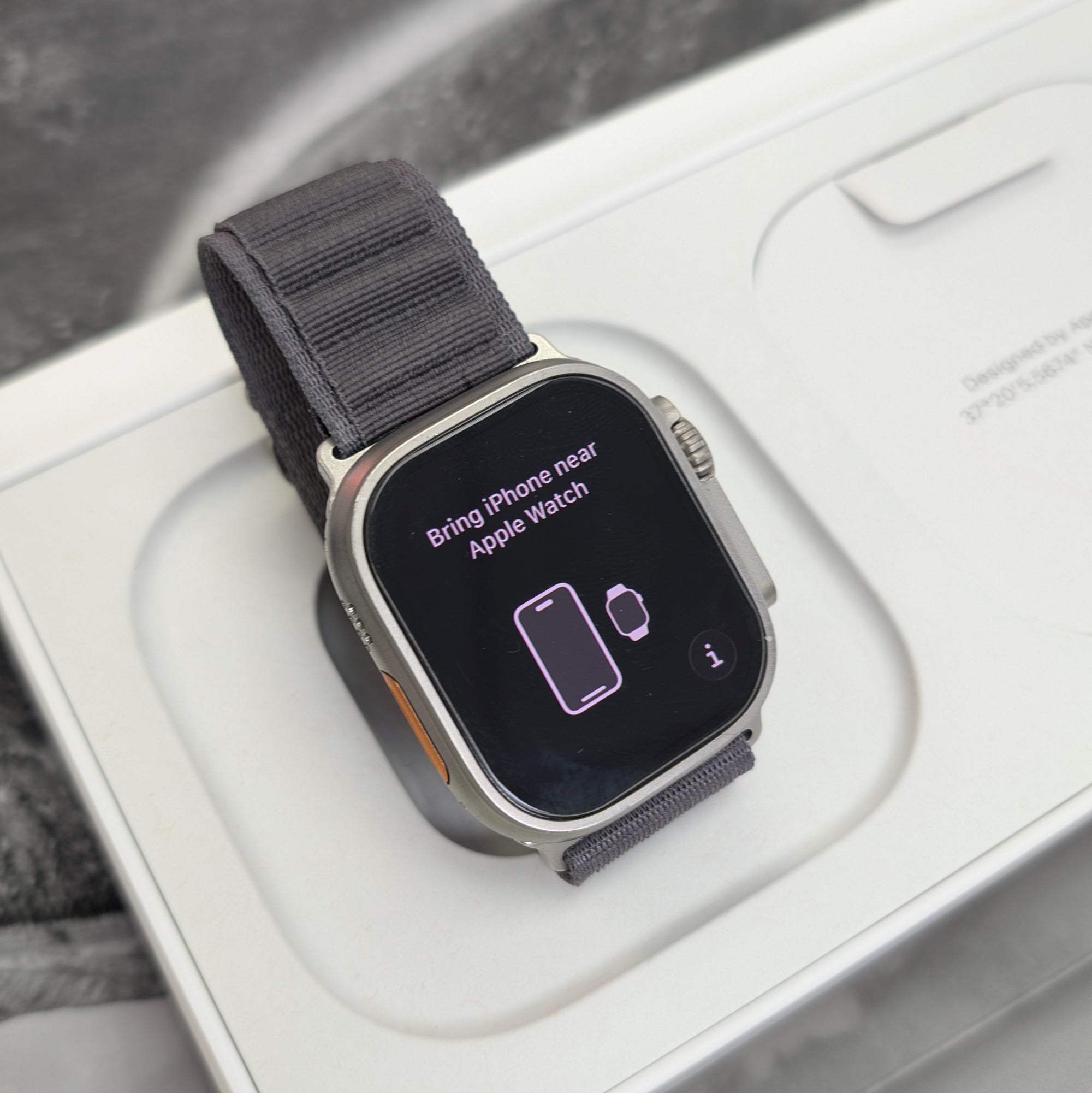 Apple Watch Ultra, 49mm GPS and Cellular - Titanium Case &amp; Black/Grey Trail Loop Strap