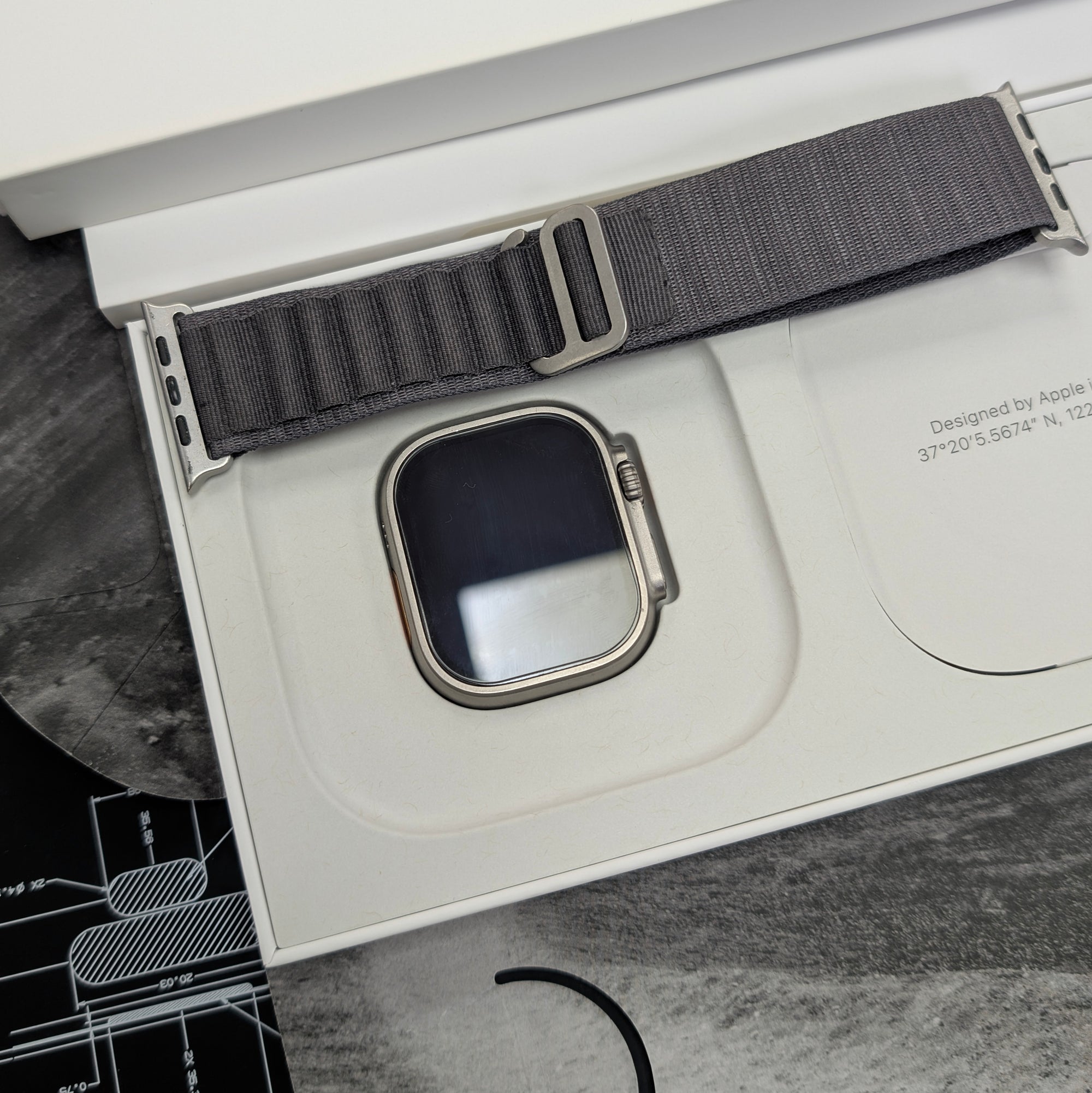 Apple Watch Ultra, 49mm GPS and Cellular - Titanium Case &amp; Black/Grey Trail Loop Strap