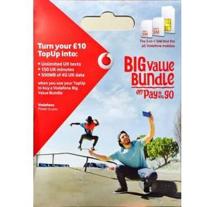 Vodafone pay as you go Trio sim card - Time 2 Talk Swansea